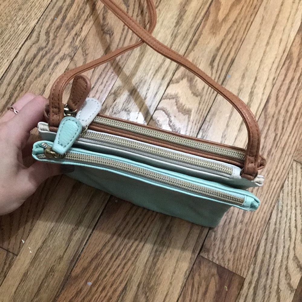 Tri Color Faux Leather Crossbody